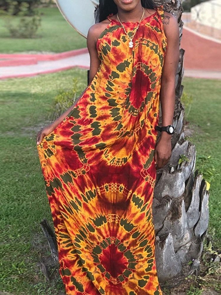 Robe Longue À Taille Mi-longue Sans Manches À La Mode Africaine Pour Femmes