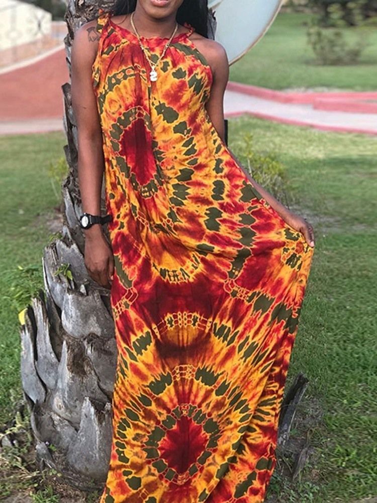 Robe Longue À Taille Mi-longue Sans Manches À La Mode Africaine Pour Femmes