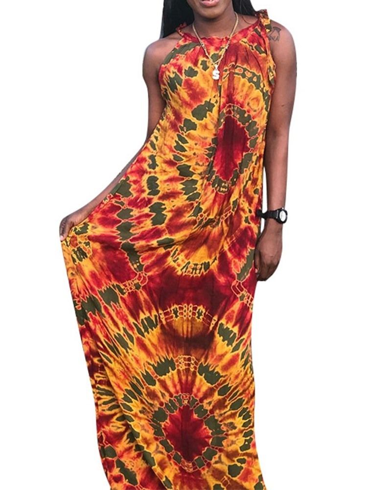 Robe Longue À Taille Mi-longue Sans Manches À La Mode Africaine Pour Femmes