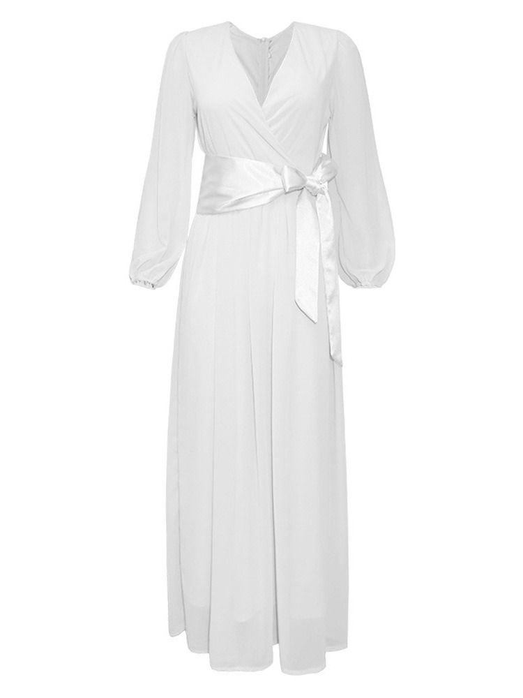 Robe À Manches Longues Et À Encolure En V Pour Femme