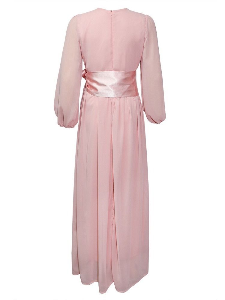 Robe À Manches Longues Et À Encolure En V Pour Femme