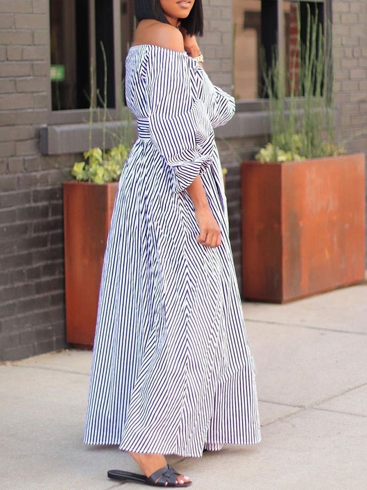 Robe À Manches Trois-quarts Pour Femmes Longueur Cheville Épaules Dénudées Et Épaules Dénudées