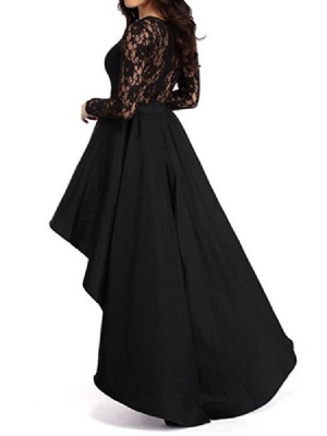 Robe Maxi Asymétrique En Dentelle Creuse Pour Femme