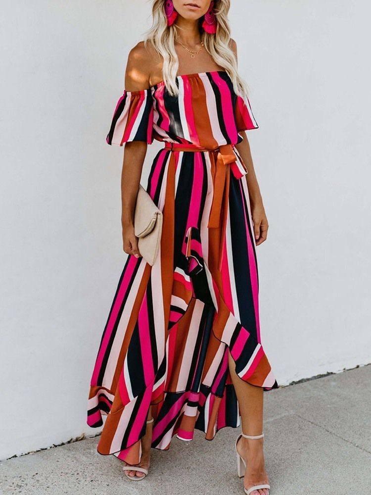 Robe Maxi Asymétrique À Manches Longues Et Longueur Au Sol Pour Femmes