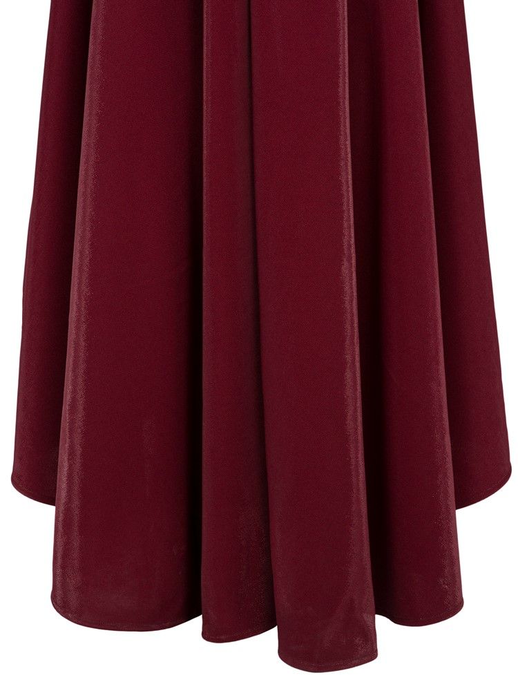 Robe Maxi Asymétrique En Velours À Col Montant Et Volants Pour Femmes