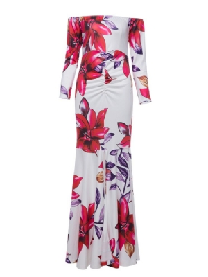 Robe Maxi Dos Nu À Imprimé Fleuri Et Col Slash Pour Femme