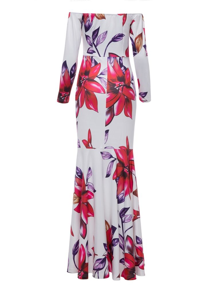 Robe Maxi Dos Nu À Imprimé Fleuri Et Col Slash Pour Femme