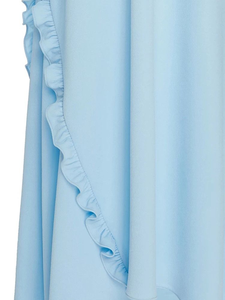 Robe Maxi Plissée À Manches Longues Asymétrique À Volants Pour Femmes