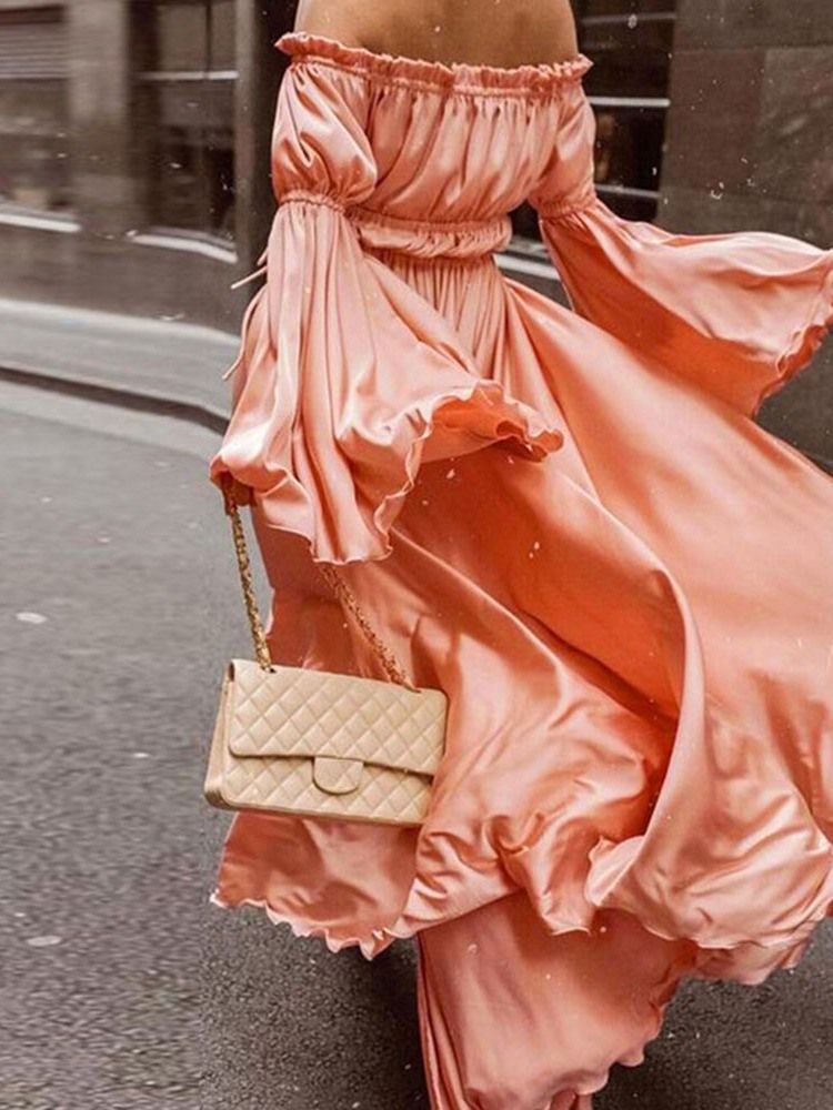 Robe Pull À La Mode Pour Femmes Longueur Au Sol Et Épaules Dénudées