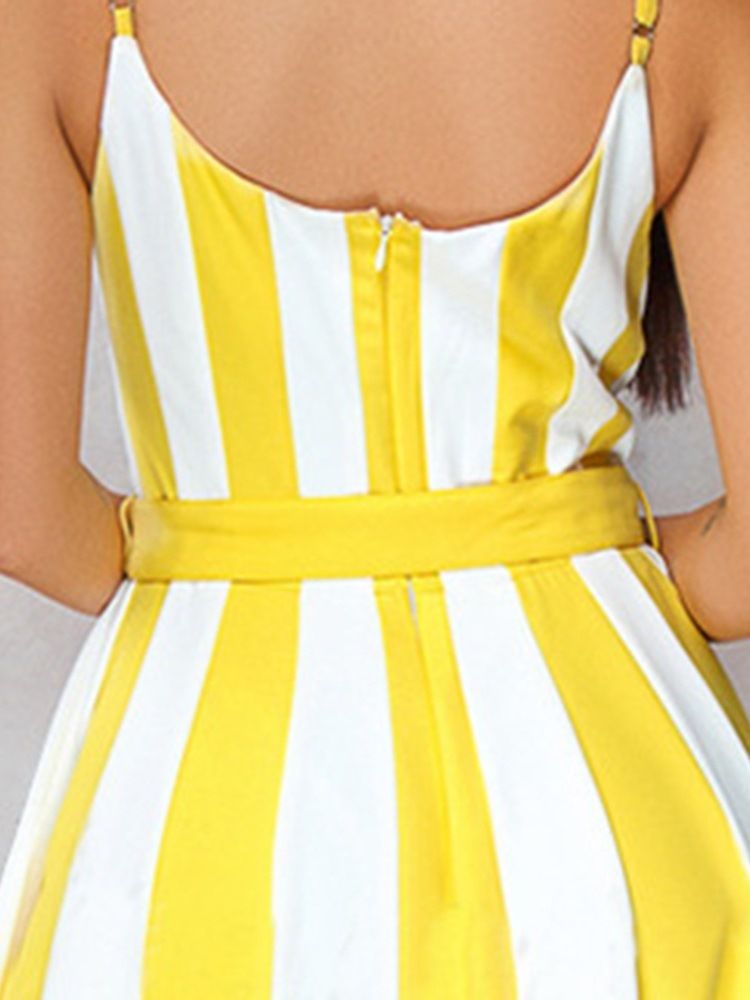 Robe À Rayures Douces Sans Manches Imprimées Au Sol Pour Femmes