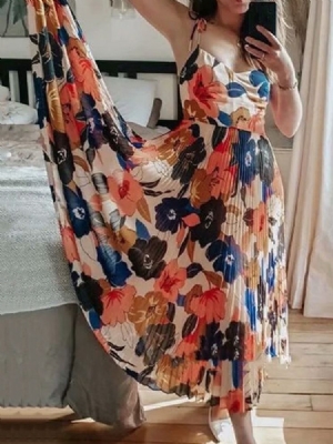 Robe Sans Manches À Bretelles Spaghetti À Taille Haute Et À Col En V Pour Femmes