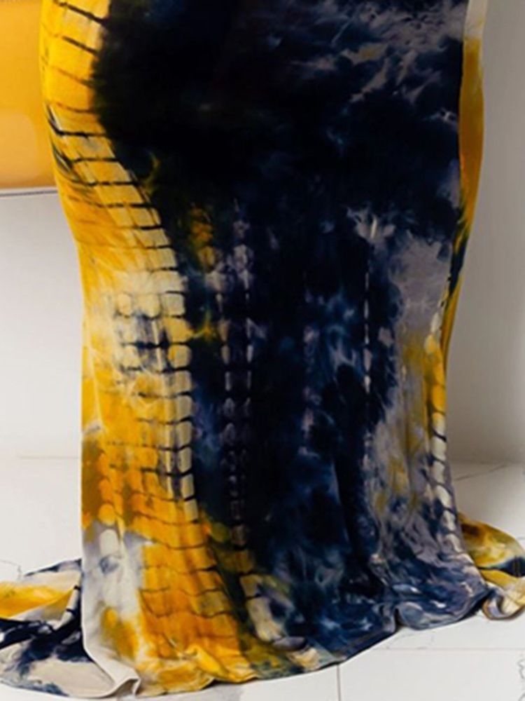 Robe Sans Manches À Motif Tie-dye Et Taille Mi-longue Pour Femmes