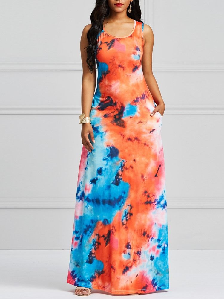 Robe Sans Manches Tie-dye Pour Femme