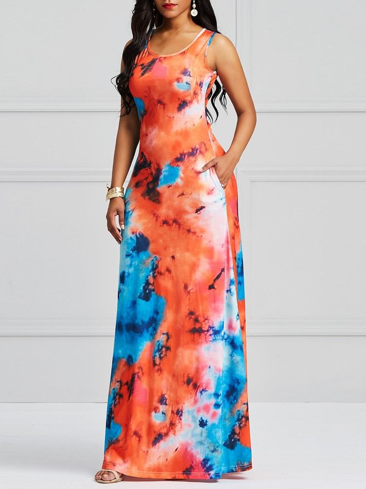 Robe Sans Manches Tie-dye Pour Femme