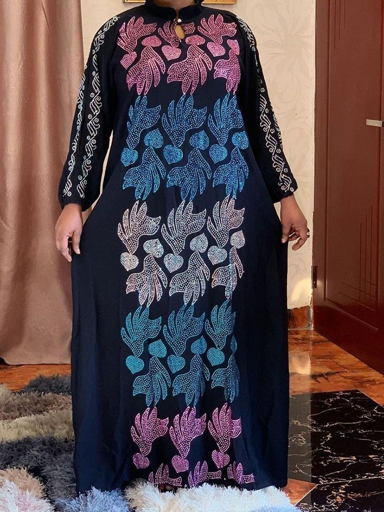 Robe À Taille Haute Avec Col Montant Et Strass Pour Femmes