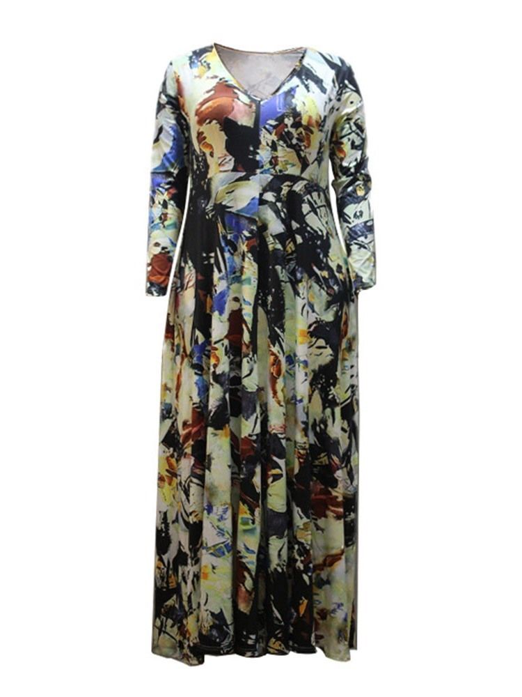 Robe À Taille Haute Et À Col En V Pour Femmes