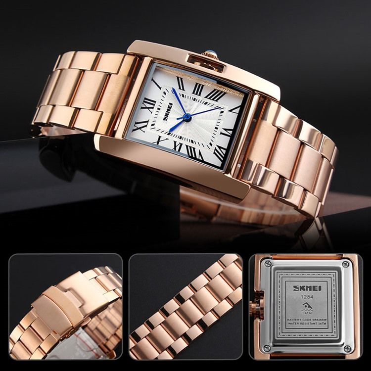 Montre Carrée En Acier Ol Pour Femme