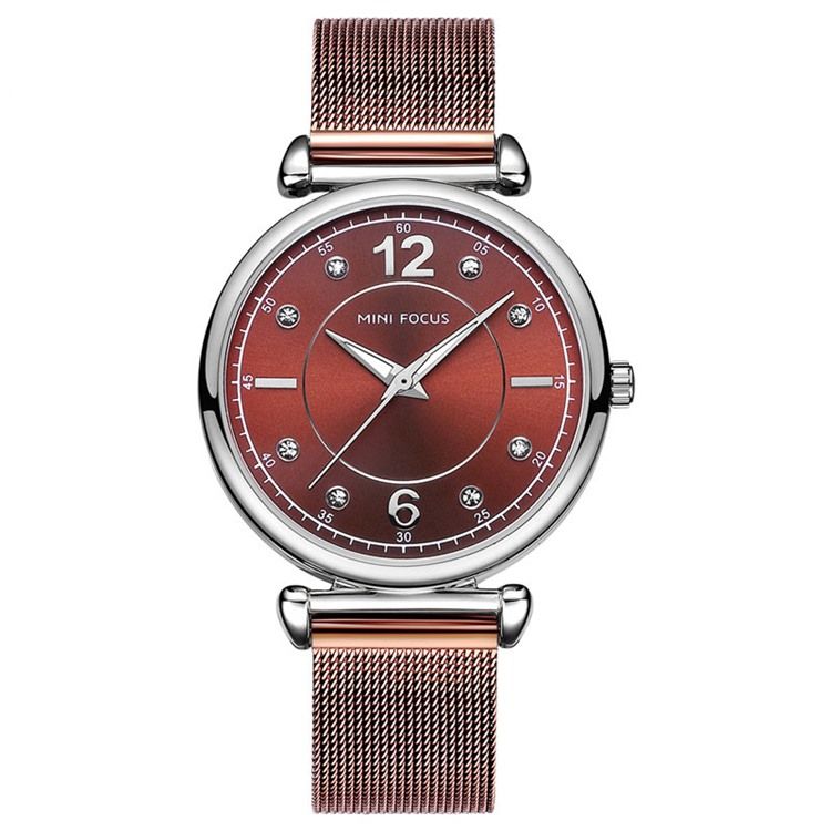 Montre Classique En Acier À Quartz Avec Strass Pour Femme