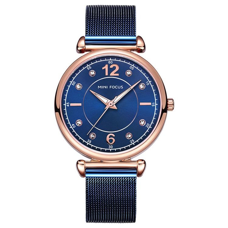 Montre Classique En Acier À Quartz Avec Strass Pour Femme