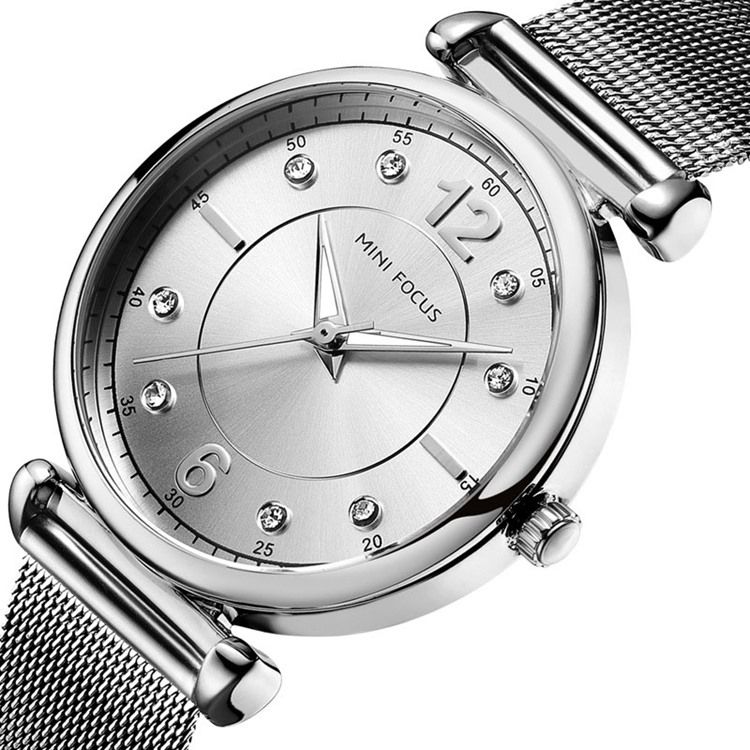 Montre Classique En Acier À Quartz Avec Strass Pour Femme