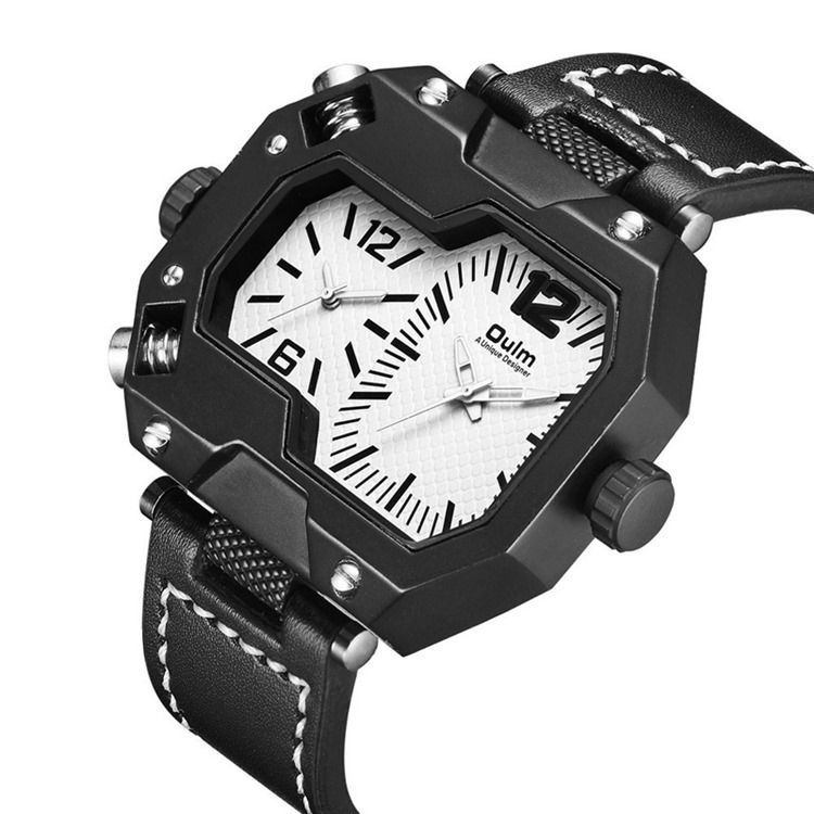 Montre En Cuir À Quartz En Verre Pour Hommes