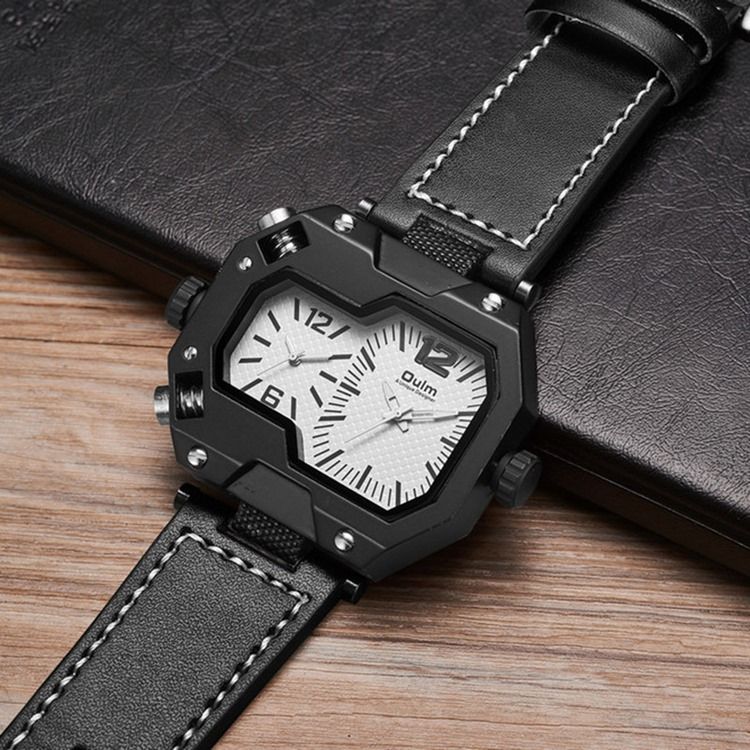 Montre En Cuir À Quartz En Verre Pour Hommes