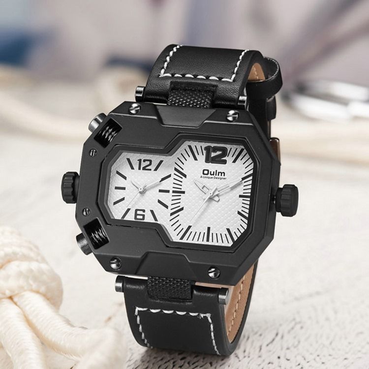 Montre En Cuir À Quartz En Verre Pour Hommes