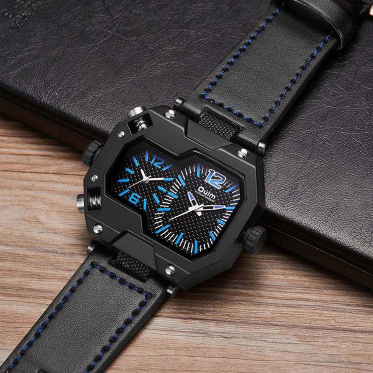 Montre En Cuir À Quartz En Verre Pour Hommes