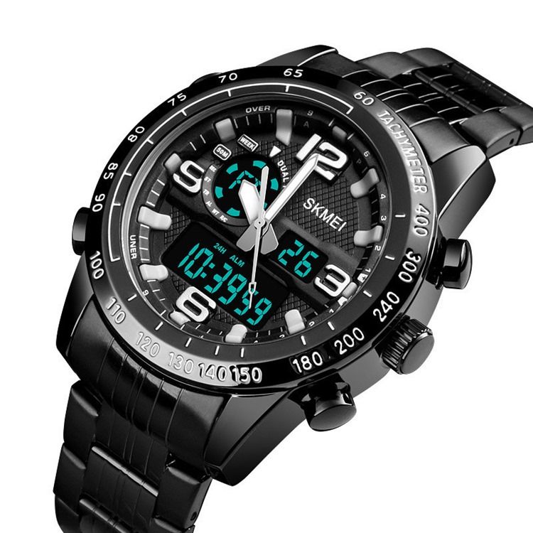 Montre D'alarme Noire Pour Hommes