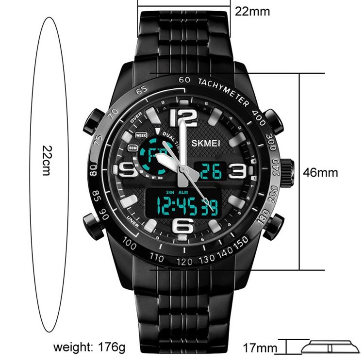 Montre D'alarme Noire Pour Hommes