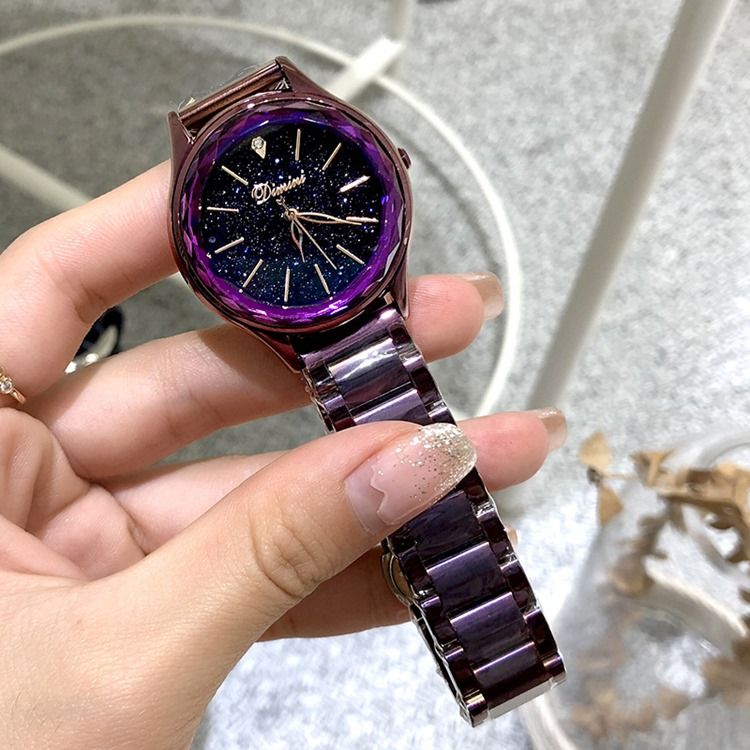 Montre Pour Femme À Cadran Circulaire Avec Ceinture En Acier