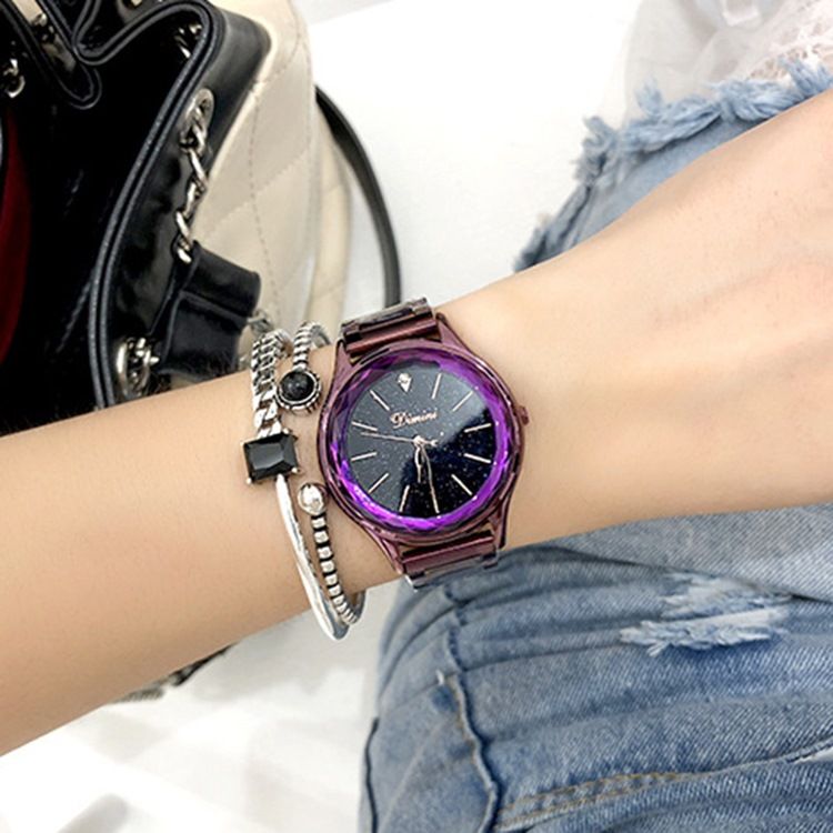 Montre Pour Femme À Cadran Circulaire Avec Ceinture En Acier