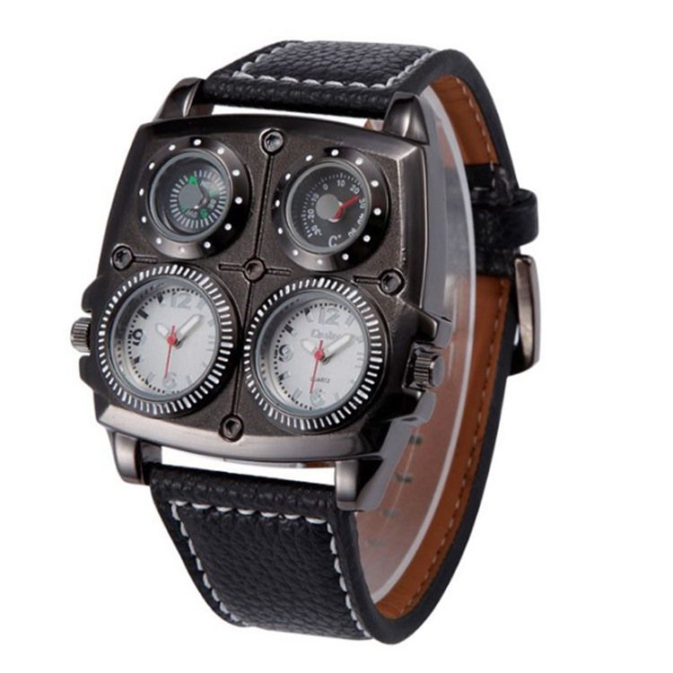 Montre Pour Homme Avec Boussole Et Double Fuseau Horaire