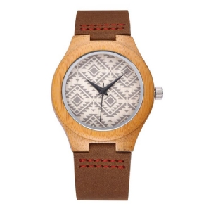 Montre À Quartz En Bois De Bambou Pour Femme