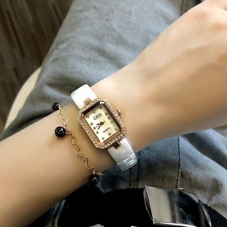 Montre À Quartz En Céramique Pour Femme Avec Strass