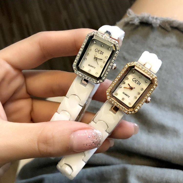 Montre À Quartz En Céramique Pour Femme Avec Strass