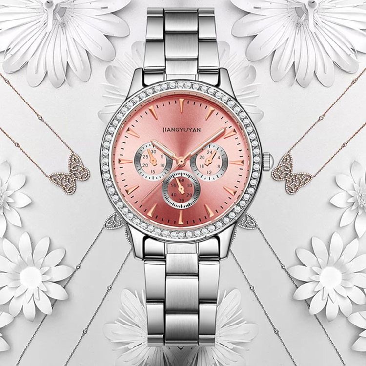 Montre À Quartz Étanche En Acier Pour Femme