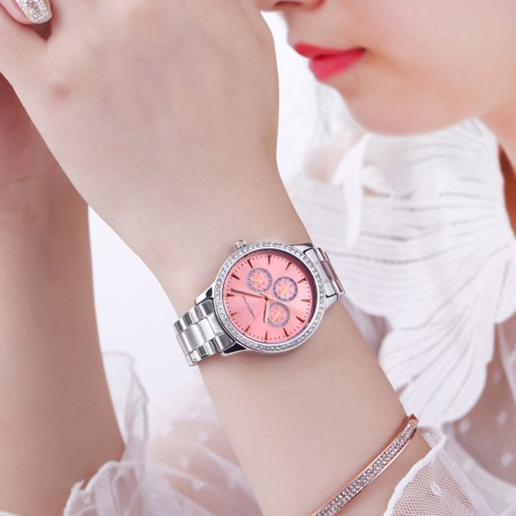 Montre À Quartz Étanche En Acier Pour Femme