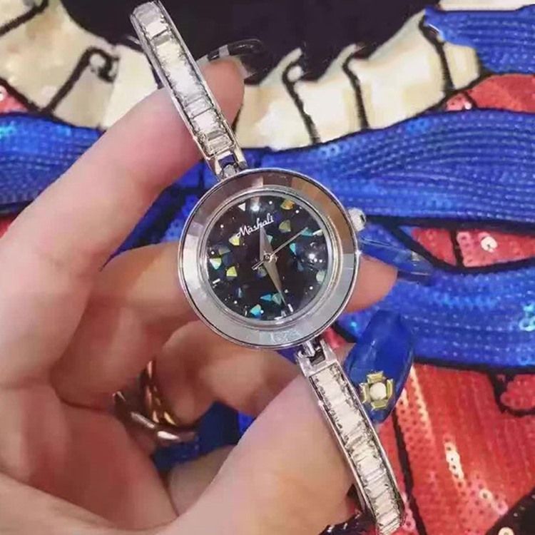 Montre À Quartz Rond Pour Femme Avec Bracelet Mince