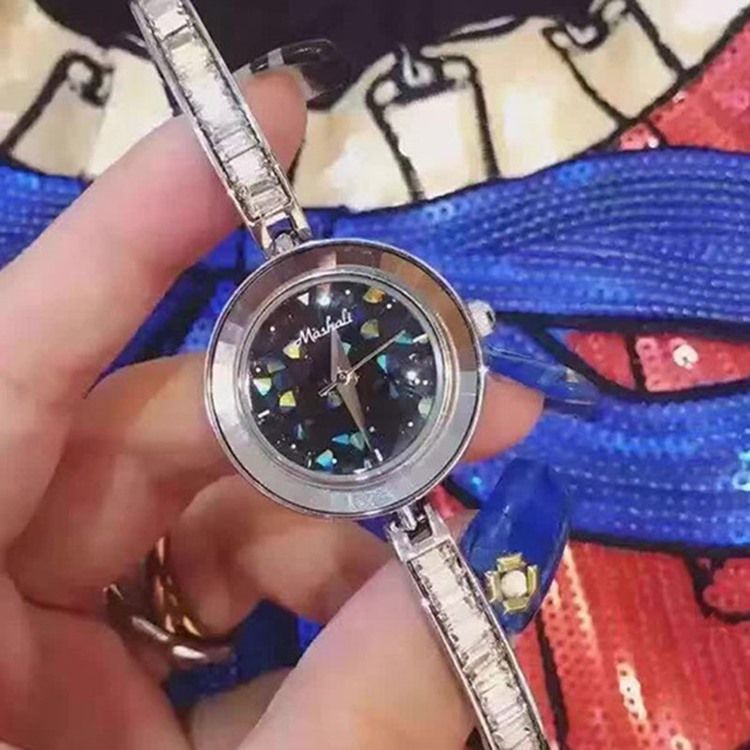 Montre À Quartz Rond Pour Femme Avec Bracelet Mince