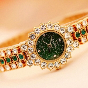 Montre À Quartz Ronde Pour Femme Avec Strass