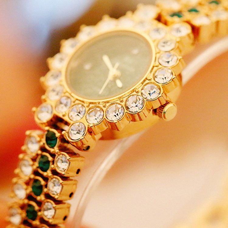 Montre À Quartz Ronde Pour Femme Avec Strass