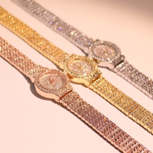 Montre Résistante À L'eau Avec Strass Complet Pour Femme