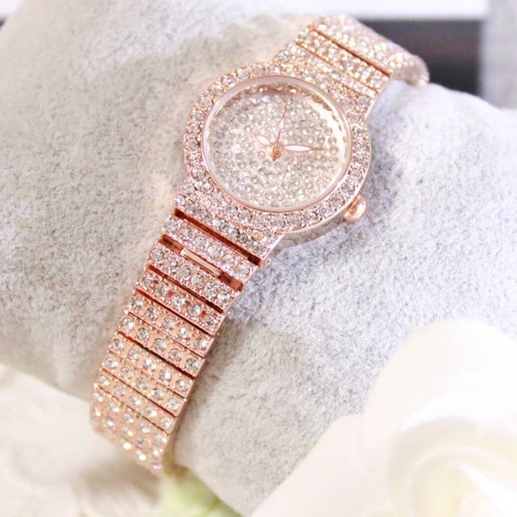 Montre Résistante À L'eau Avec Strass Complet Pour Femme