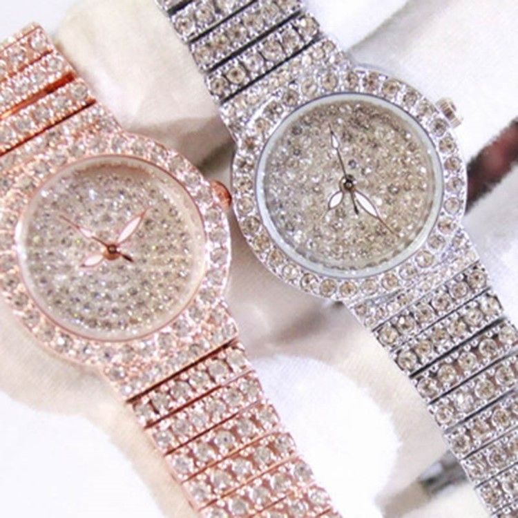 Montre Résistante À L'eau Avec Strass Complet Pour Femme