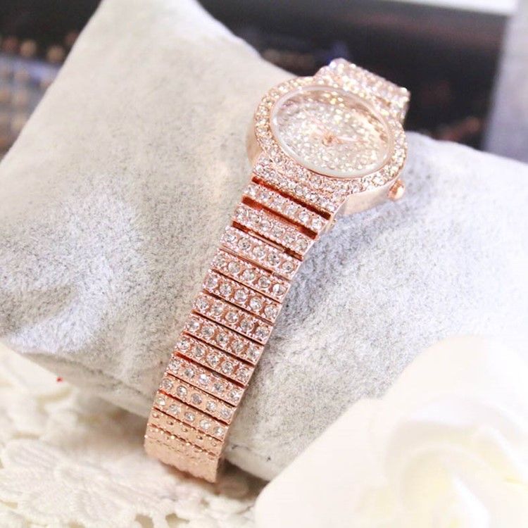 Montre Résistante À L'eau Avec Strass Complet Pour Femme