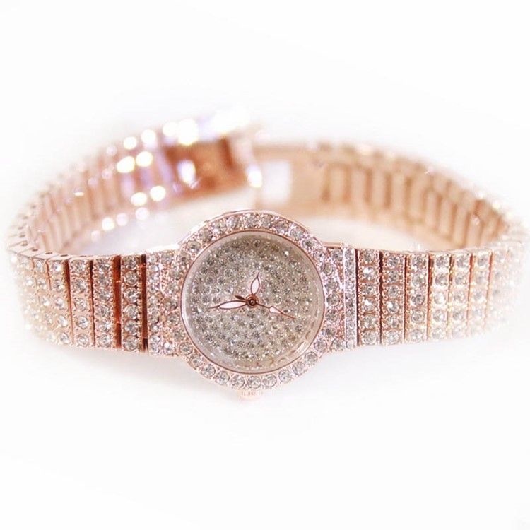 Montre Résistante À L'eau Avec Strass Complet Pour Femme