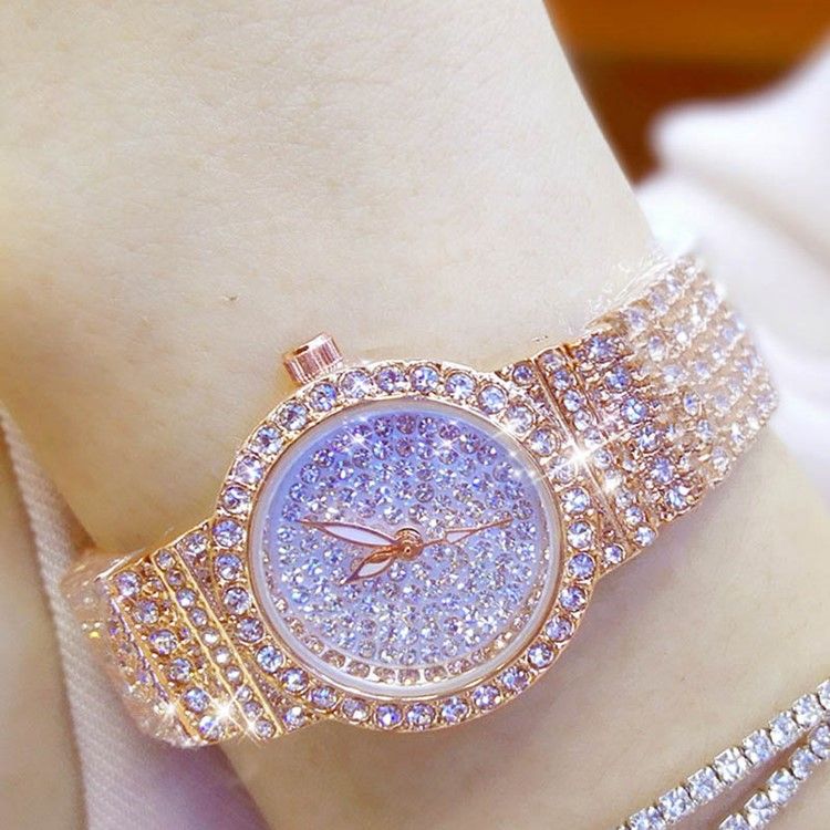 Montre Résistante À L'eau Avec Strass Complet Pour Femme