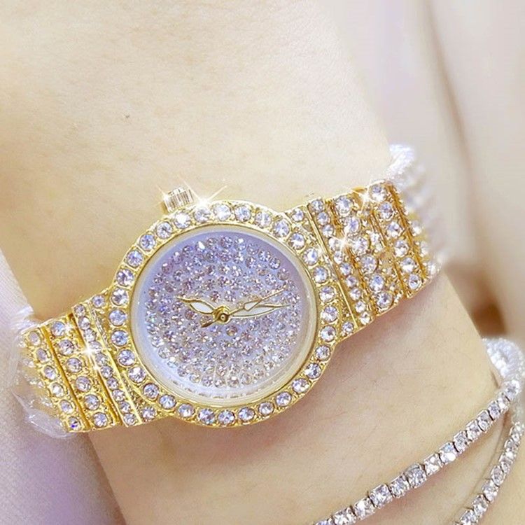 Montre Résistante À L'eau Avec Strass Complet Pour Femme