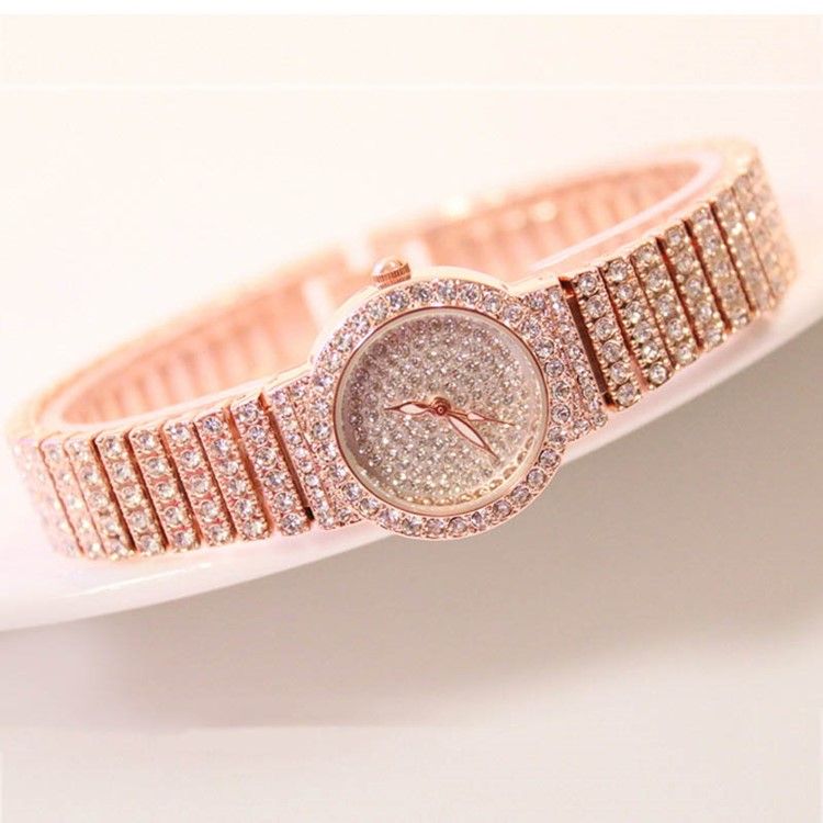 Montre Résistante À L'eau Avec Strass Complet Pour Femme